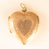 Винтажная фотоподвеска в форме сердца с фольгой из желтого золота 9 карат на металле, 50-е годы.