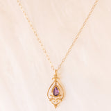 Vintage-Halskette mit 9K-Gelbgoldkette und 9K-Gelbgoldanhänger mit Amethyst (ca. 0.25 ct), ca. 70er/80er Jahre.