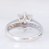 Anello a fiore vintage in platino con diamanti (1ctw), anni '80