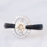 Anello vintage in stile Art Déco in platino con diamanti (centrale di 0.75ct) e onice
