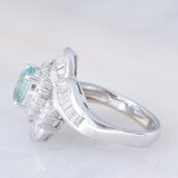 Anello ballerina moderno in platino con tormalina Paraiba (1.26ct) e diamanti (1.36ctw), anni ‘2000