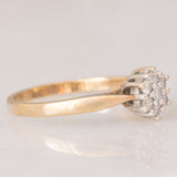 Anello a margherita vintage in oro giallo 9K con diamanti (0.21ctw ca.), anni ‘80/‘90