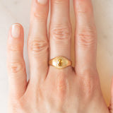 Anello chevalier vintage in oro giallo 14K con quarzo citrino, anni ‘60