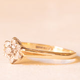 Vintage-Blumenring aus 9-karätigem Gelbgold mit Diamanten (ca. 0.07 ctw), 1984