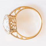 Vintage-Ring aus 14-karätigem Gelbgold mit Aquamarin im Herzschliff (ca. 2.20 ct) und Diamanten im Brillantschliff (ca. 0.22 ctw), 80er/90er Jahre