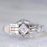Solitario Art Déco in oro bianco 18K con diamante (0.10ct ca.), anni ‘30