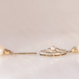 Collana vintage con filo di perle bianche e sfere di crisoprasio e con chiusura in oro bianco 8K con perla bianca, anni ‘70