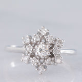 Anello a fiocco di neve in oro bianco 14K con diamanti (0.36ctw ca.), anni ‘70