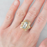 Anello da cocktail vintage in oro giallo 8K con acquamarina (2.50ct ca.), anni ‘60/‘70