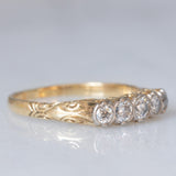 Veretta antica in oro giallo e bianco 14K con diamanti di taglio brillante (0.50ctw ca.), anni ‘30