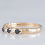 Veretta vintage in oro giallo 9K con zaffiri (0.12ctw ca.) e diamanti (0.04ctw ca.), anno 1988