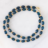 Collana vintage in oro giallo 9K con pirite e pietre blu