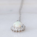 Collana vintage in platino con ciondolo con opale (1.78ct) e diamanti (0.56ctw)