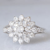 Anello a fiore in platino con diamanti di taglio brillante (0.50ctw), anni ‘60/‘70
