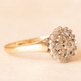 Vintage-Blumenring aus 9-karätigem Gelb- und Weißgold mit Diamanten (ca. 0.25 ctw), 1986