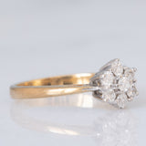 Vintage-Blumenring aus 9-karätigem Gelb- und Weißgold mit Diamanten im Brillantschliff (ca. 0.33 ctw)