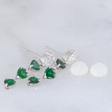 Vintage platinum drop earrings with pear-cut diamonds (0.58ctw) and heart-cut tsavorites (1.36ctw), 90s
