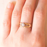 Vintage 9K yellow gold band ring with old European cut diamond (0.10ct approx.), 70s