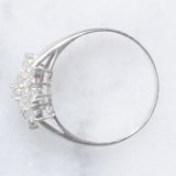 Anello a fiocco di neve in platino con diamanti di taglio brillante (0.50ctw), anni ‘70/‘80