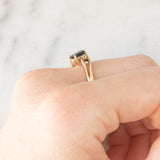 Anello vintage in oro giallo 9K con zaffiro (0.80ct ca.) e diamanti