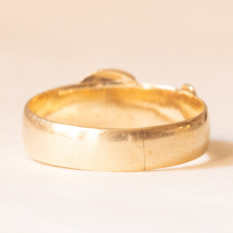 Anello Vittoriano a forma di cintura con fibbia in oro giallo 9K, anno 1855-1856