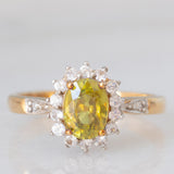 Anello a margherita in oro giallo 9K con sfene (0.98ct) e zirconi