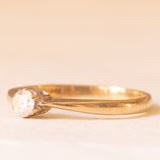 Vintage-Solitär aus 9 Karat Gelbgold mit Diamant im Brillantschliff (ca. 0.14 ct), 1988