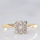 Anello antico in oro giallo 18K e platino con diamanti (0.09ctw ca.), anni ‘10/‘20