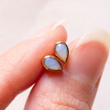 Vintage-Tropfenohrringe aus 9-karätigem Gelbgold mit Opalen (ca. 0.15 Karat), 60er/70er Jahre