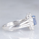 Anello a margherita vintage in platino con zaffiro (1.10ct) e diamanti (0.33ctw), anni ‘70