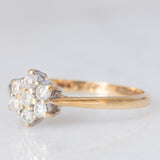 Anello a margherita vintage in oro giallo 9K con diamanti di taglio brillante (0.33ctw ca.), anni ‘80
