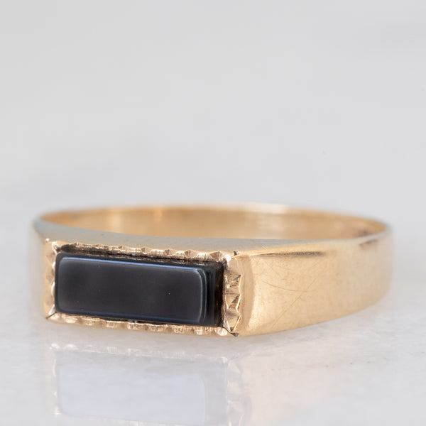 Anello vintage in oro giallo 9K con onice, anno 1986