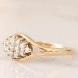 Anello vintage in oro giallo 9K con diamanti (0.19ctw ca.), anni ‘70/‘80