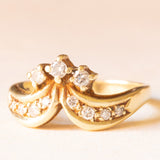 Anello vintage in oro giallo 14K con diamanti di taglio brillante (0.30ctw ca.), anni ‘70
