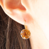 Antique earrings in 18K yellow gold and silver with citrine quartz (approx. 4ctw), early 900s