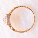 Vintage-Diamant-Blumenring aus 9-karätigem Gelb- und Weißgold (ca. 0.20 ctw), 70er Jahre
