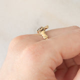 Anello Claddagh vintage in oro giallo 9K con granato di taglio a cuore (0.50ct ca.)