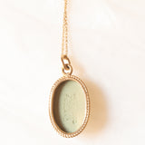 Vintage necklace with 9K yellow gold chain and 9K yellow gold pendant and green jasperware, 1982
