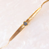 Braccialetto vintage in oro giallo e bianco 9K con zaffiro (0.30ct ca.) e diamanti, anno 1986