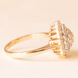 Винтажное кольцо с цветком из желтого золота 9 карат и бриллиантами (около 0.25 карата), 1994 г.