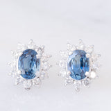 Orecchini a margherita vintage in platino con zaffiri (2.16ct) e diamanti (0.88ctw), anni ‘80