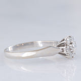 Anello a margherita vintage in oro bianco 14K con diamanti di taglio brillante (0.45ctw ca.)