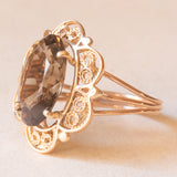 Vintage-Cocktailring aus 14-karätigem Gelbgold mit Rauchquarz (ca. 5.80 Karat), 60er Jahre