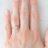 Anel vintage em ouro amarelo 9K com diamantes lapidados brilhantes (0.21ctw aprox.), ano 1977