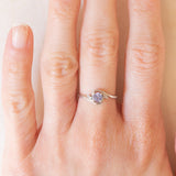 Anello vintage in oro bianco 9K con tanzanite (0.20ct ca.) e diamanti, anni ‘90