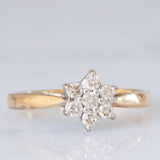 Anello a margherita vintage in oro giallo e bianco 9K con diamanti di taglio brillante (0.25ctw ca.), anni ‘80/‘90
