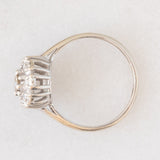 Anello a margherita vintage in oro bianco 14K con diamanti di taglio brillante (0.16ctw ca.) e con centrale fancy brown, anni ‘80