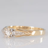 Solitario vintage in oro giallo 9K con diamanti (centrale di taglio brillante e di 0.20ct ca.)