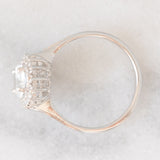 Anello a margherita in oro bianco 9K con acquamarina (1ct ca.) e diamanti di taglio brillante (0.16ctw ca.), anno 2006