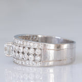 Bague vintage en or blanc 14 carats avec diamants taille brillant (environ 1.38 ct), années 80